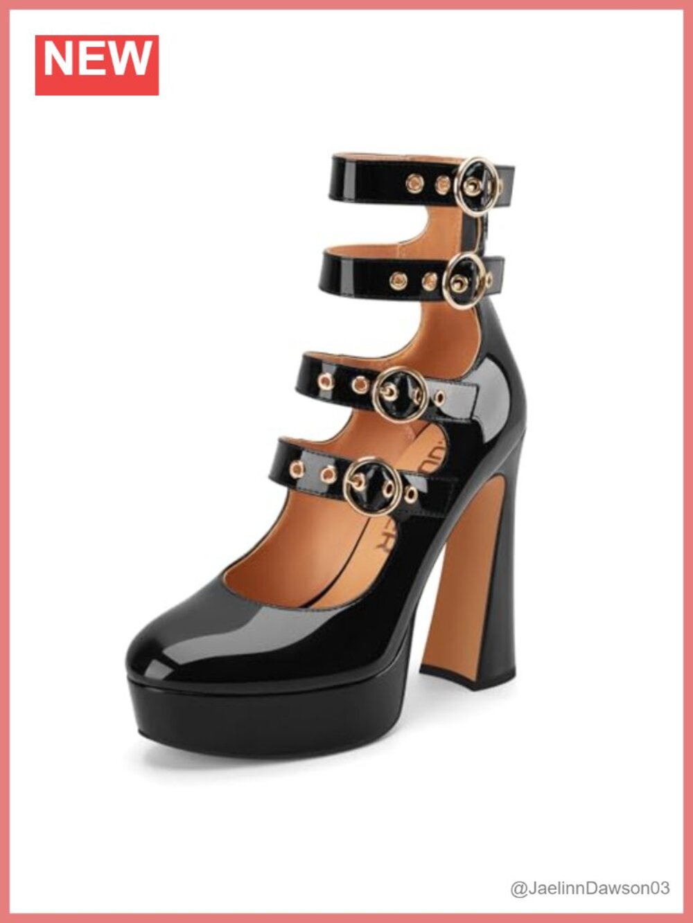 Gothic Chunky Platform Heels Mary Jane Pumps with Buckle Straps Faux Leather